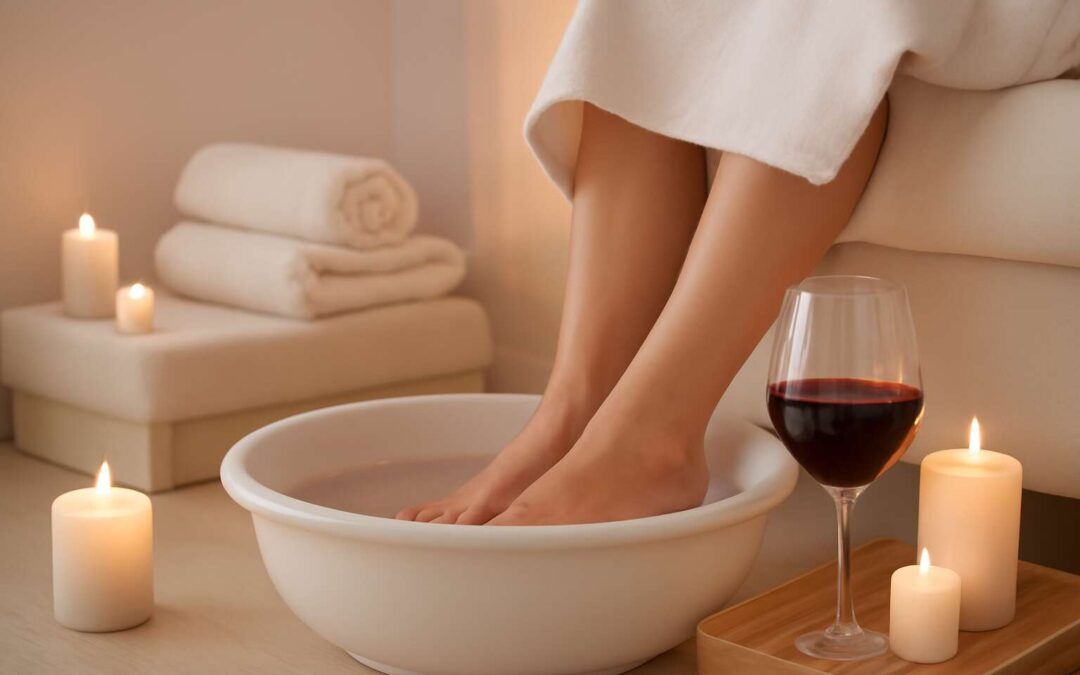 Spa day bliss: pedicure with wine near me – sip, soak, sparkle.